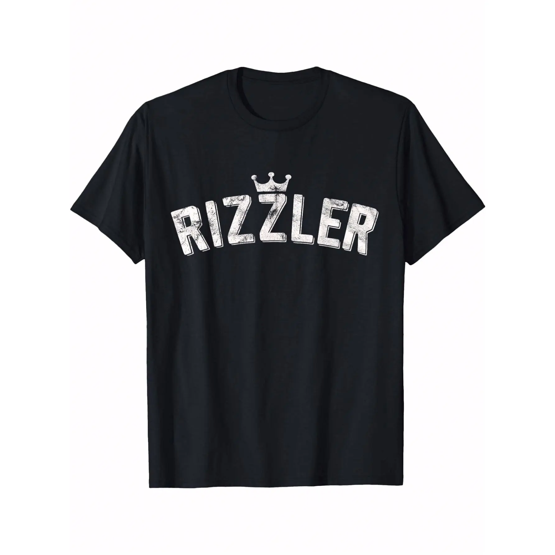 Rizzler Graphic Cotton Tee for Men - "W Rizz" Crown Design, 100% Cotton, Round Neck, Short Sleeve, Sporty Black T-Shirt, Easy Care