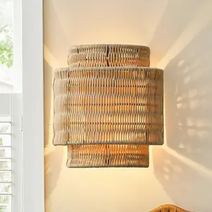 Roderick 1-Light Rattan Bohemian Wall Sconce Lighting