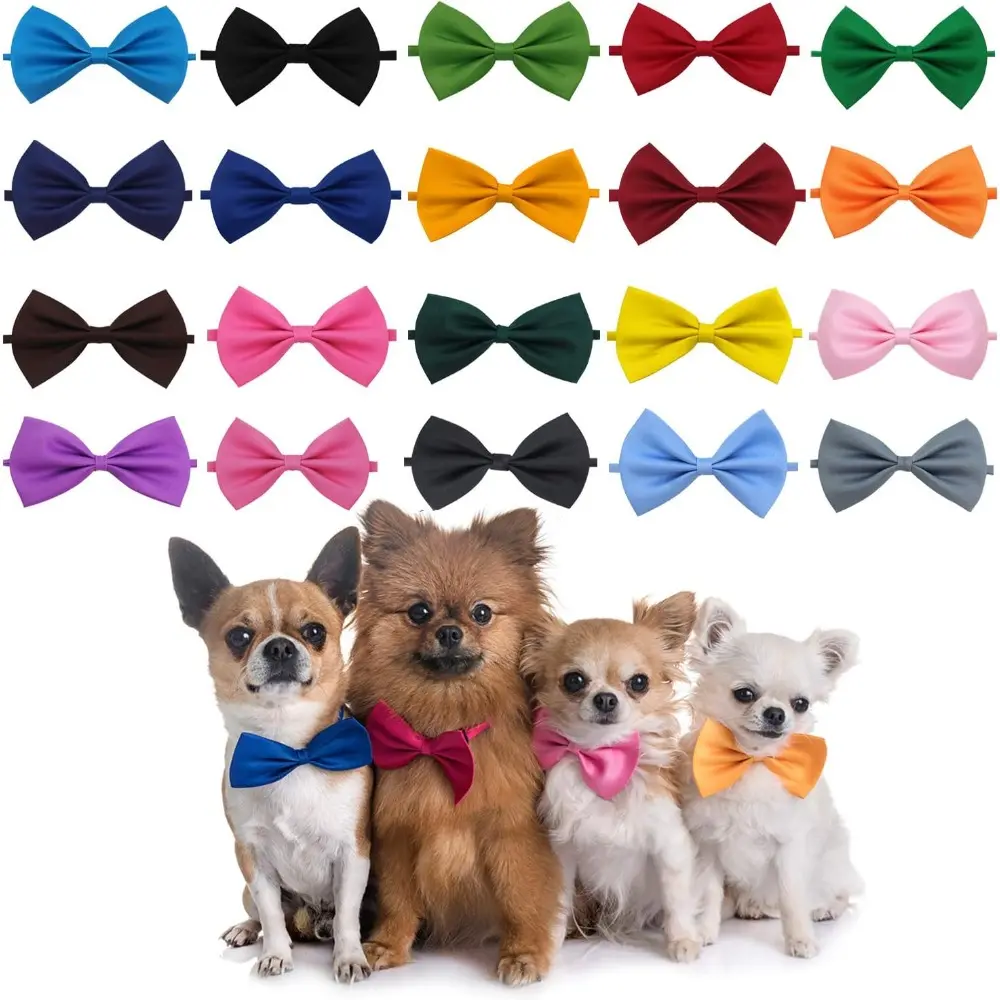 20PCS Pet Dog Bow Ties Collar Adjustable Cat Bow Ties Neck Bows Bulk Pet Bowties Pet Collars Accessories for Small Medium Dog Cat Pets Christmas Birthday Holiday Photography