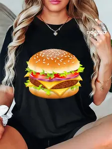 100% Cotton Unisex Cheeseburger Hamburger Burger Funny Food Halloween Costume T-Shirt Casual Top