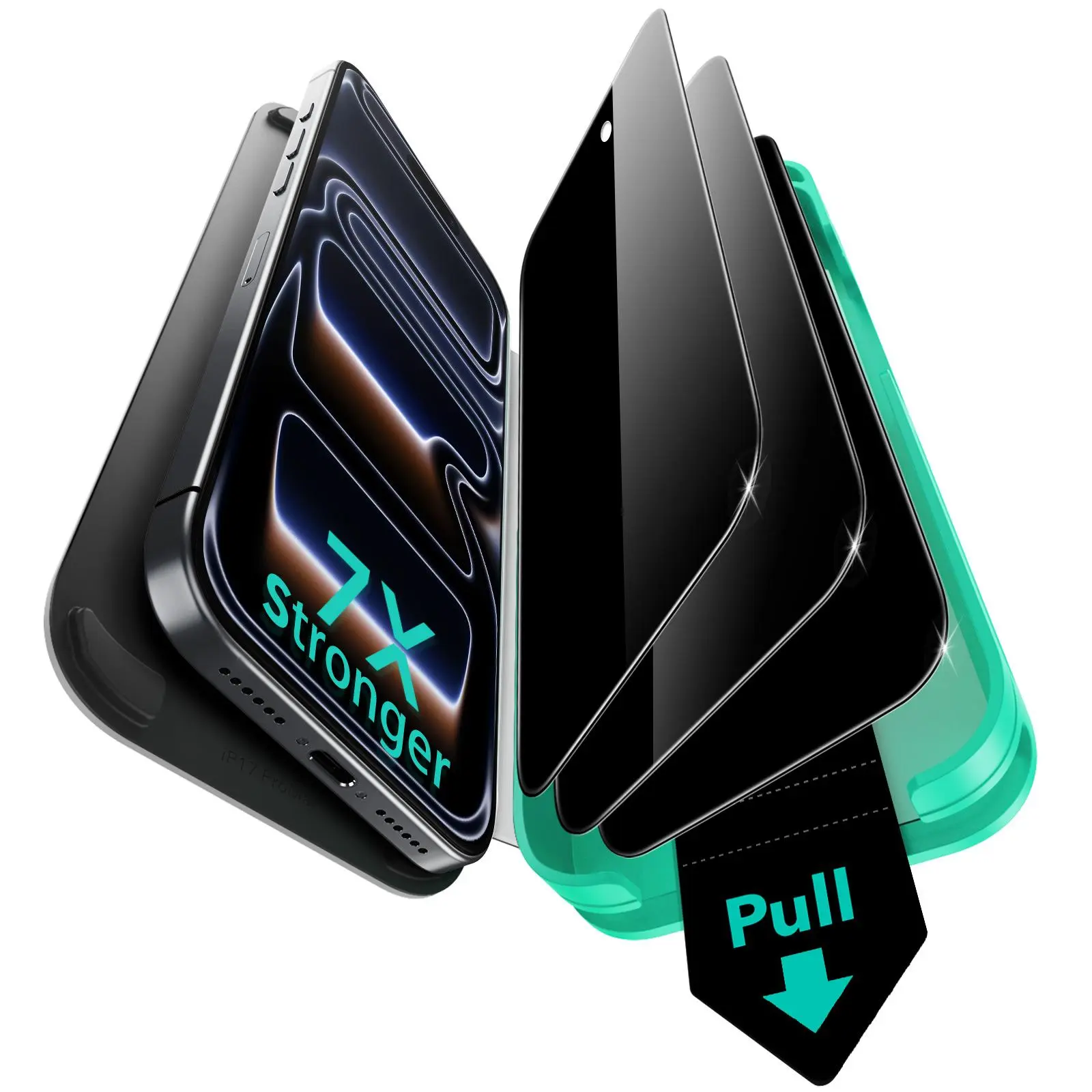 ESR Protective Privacy Screen Protector 3/2 Pack for iPhone 17/16/15 All Models, 7x Military-Grade Protection, Ultra-Fit Tray, Bubble-Free, Shockproof Mobile Phone Accessory, 3 Pack