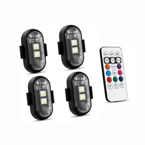RGB Led Aircraft Strobe Light Remote Wireless Motorcycle Flash Light Warning Lights for   Bike Car Multifunctional free