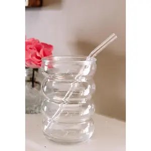 bubble glass with glass straw