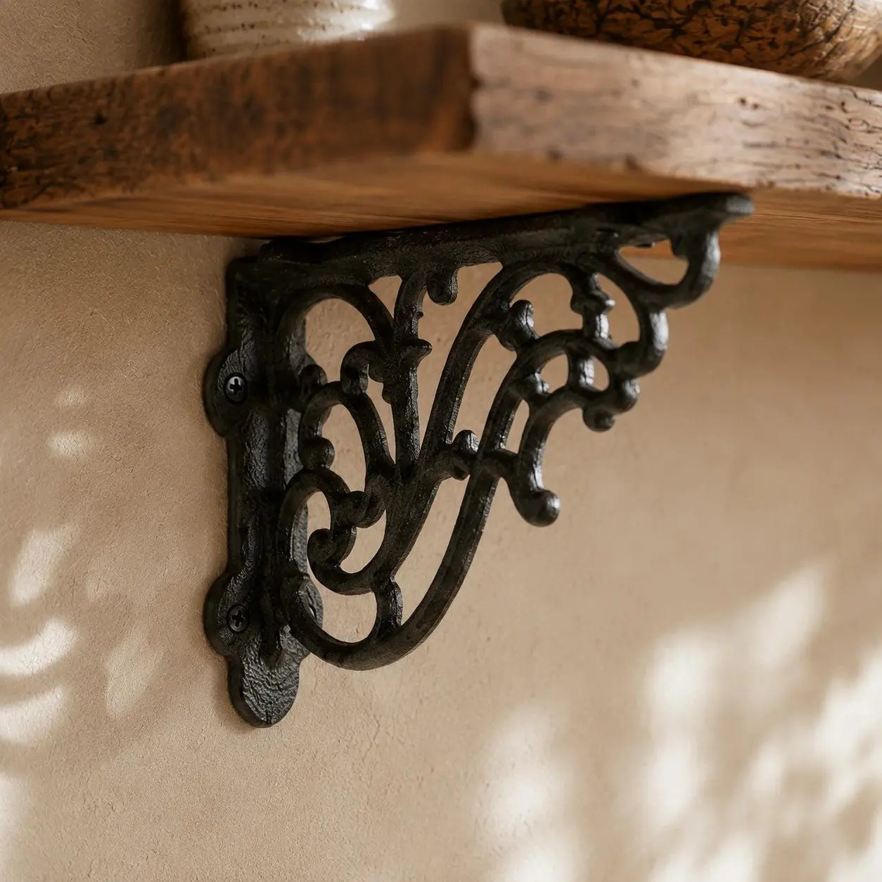 Scrolled Shelf Bracket, Cast Iron Vintage Scrollwork Shelf Support, 5.3"