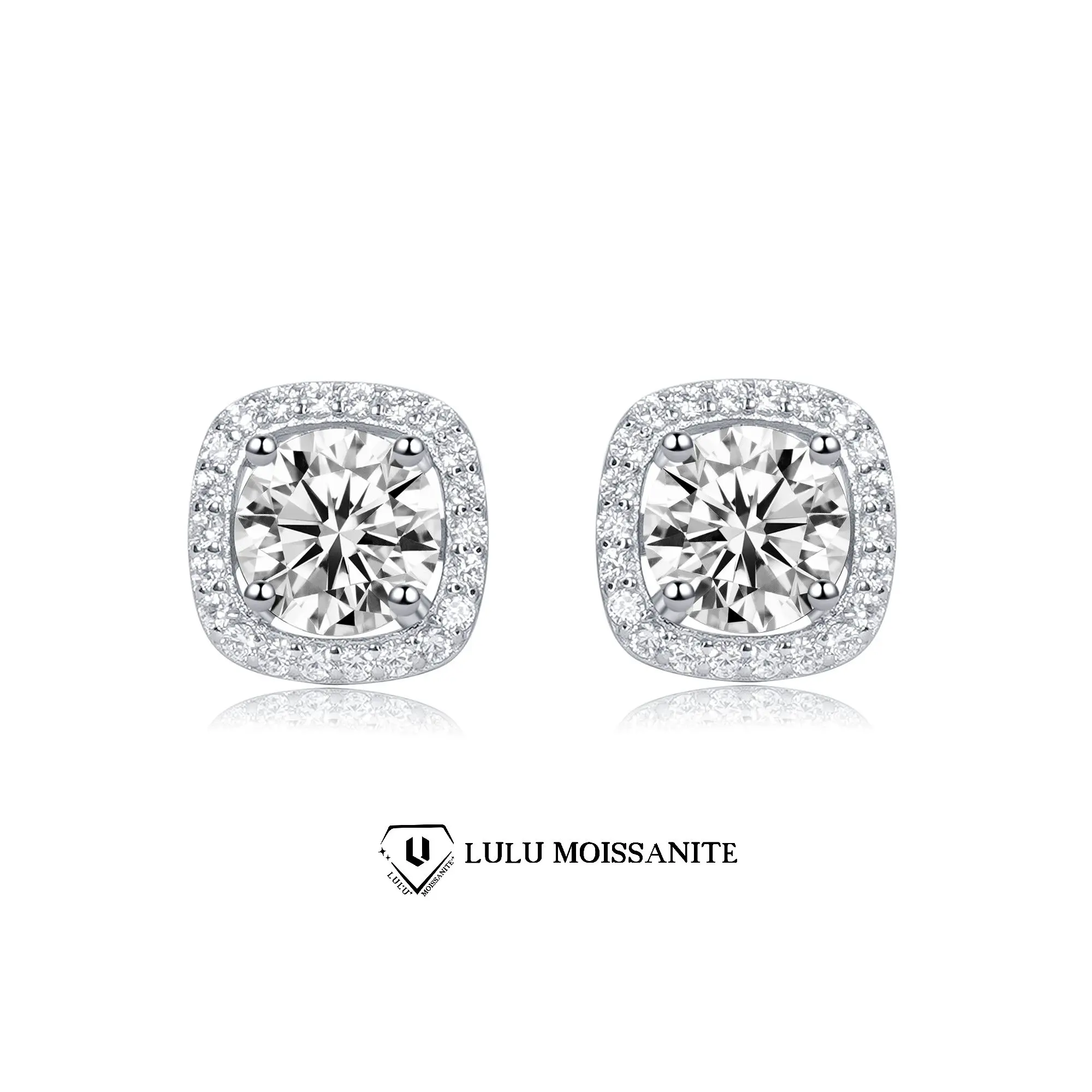 Women's Elegant Princess Cut Synthetic Moissanite Stud Earrings, Female Fashion Artificial Gemstone Jewelry Accessories for Casual Everyday Wear, Fashion Jewelry