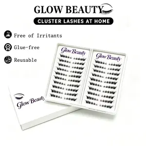 Glue-Free Press-On Fox Eye Lash Clusters | Reusable Wispy Cat Eye Lashes for Beginners | Lightweight Natural Look DIY Lash Kit 200PCS