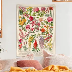 1 Piece Floral Wall Tapestry, Home Decor Hanging Aesthetic Bohemian Wall Hanging Tapestry, Wall Art Decoration for Living Room Dorm Bedroom Decor, Flower Pattern Tapestry