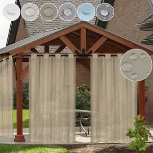 BTTO 1 Panel Waterproof Patio Curtain for Outdoor Porch Yard Divider Window Screening Gauze Home Decor Easy Care Breathable 100% Polyester 52''*84''/132x213cm