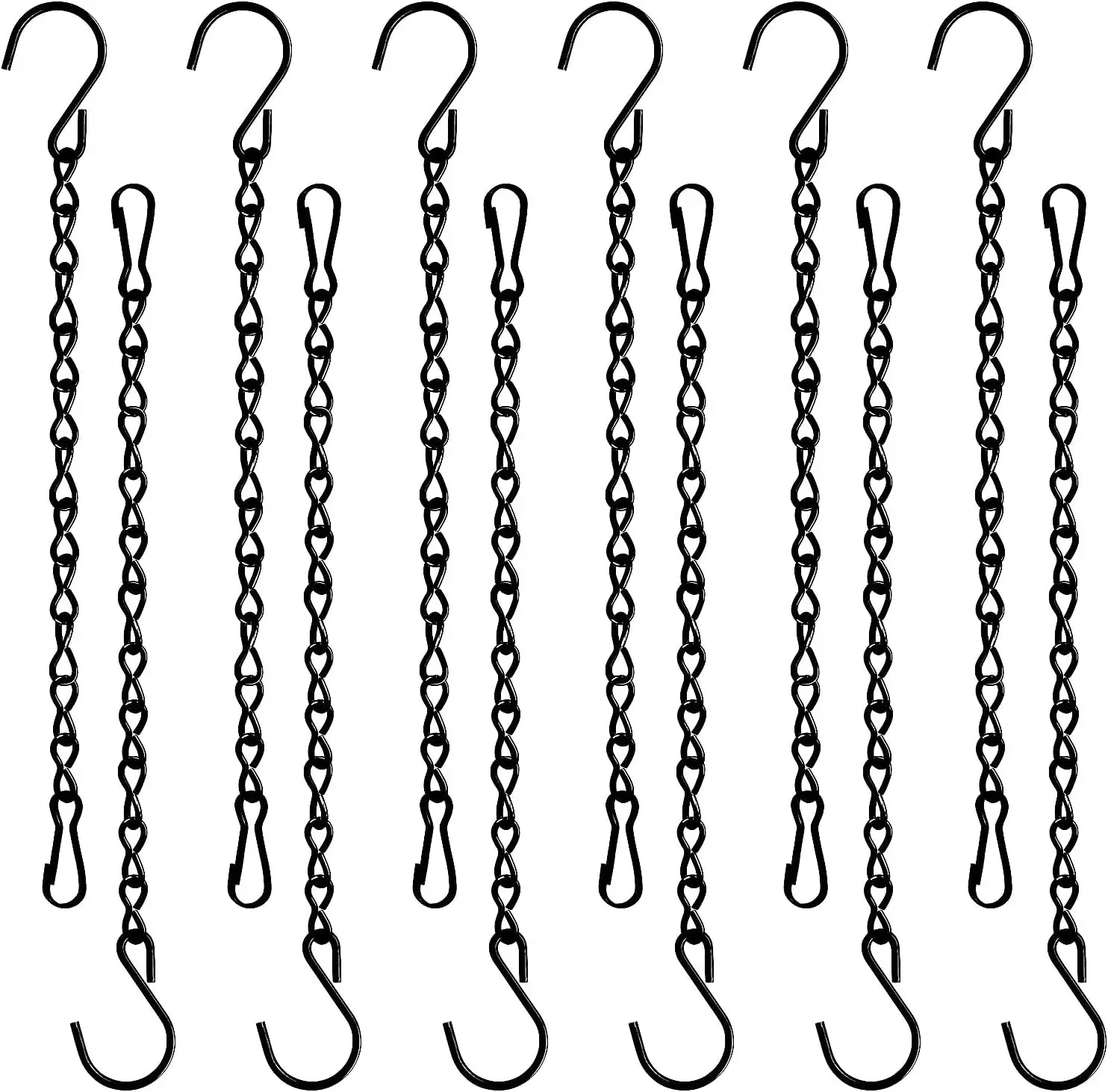 12-Count Rust-Resistant Black Hanging Chains, 9.5 in Lightweight Adjustable, 12 lbs Per Chain Load Capacity, Easy to Install for Bird Feeders, Baskets, Chalkboards, Home Improvement Garden Decor