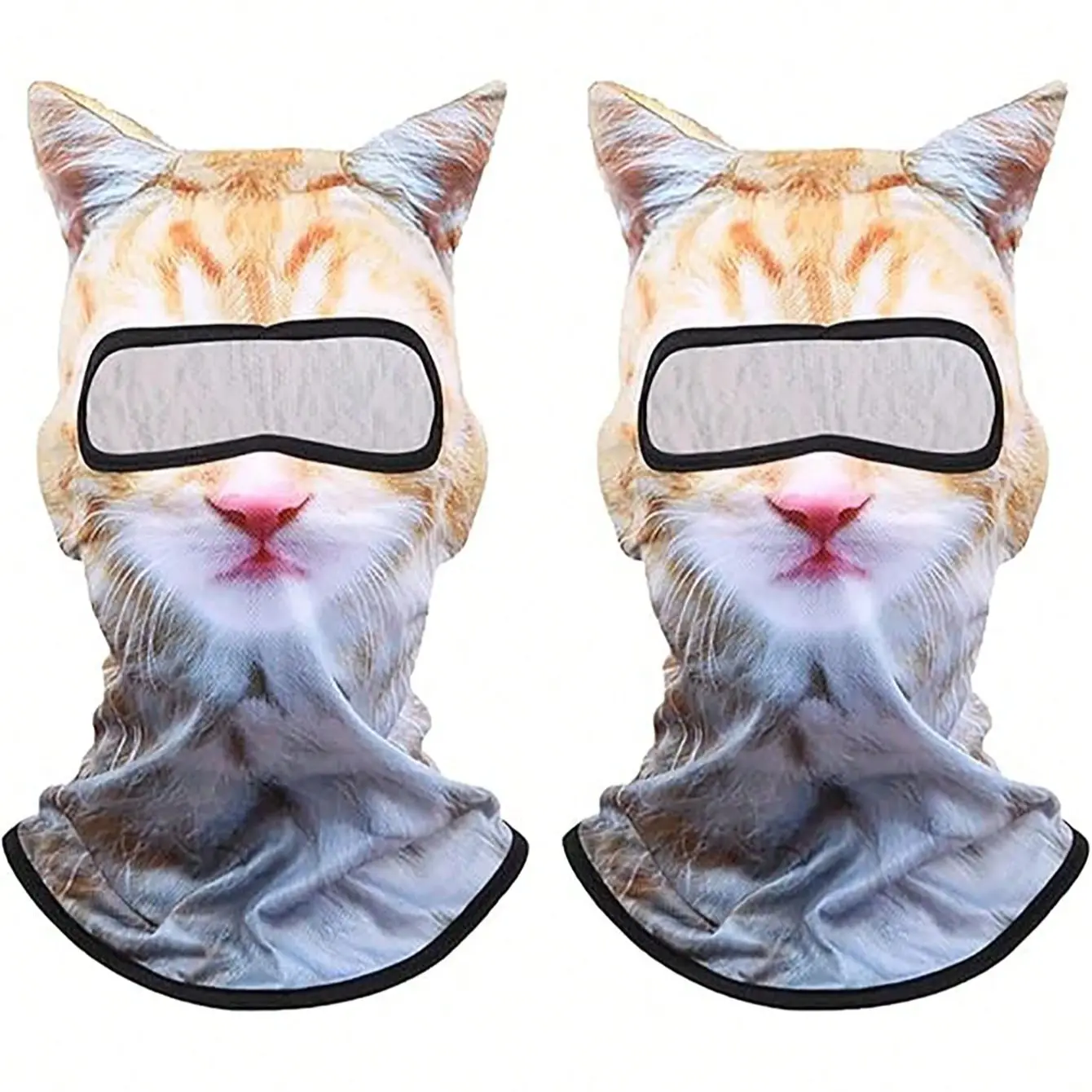 2pcs Cat Shiesty Balaclava, Funny 3D Animal Face with Ears, Animal Head Mask, Fuzzy Kitty Hood, Party Face Masks, Perfect for Festivals, Raves, Parties, Outdoor Activities