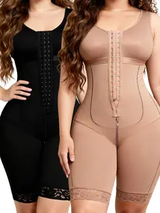 Fajas Colombianas woman tummy control butt Post Surgery Compression Faja Lipo BBL Double Layer Waist Trainers with Spiral Bones Shaper corset set Full Body Shapewear with Zipper Spandex Womenswear Minimalist