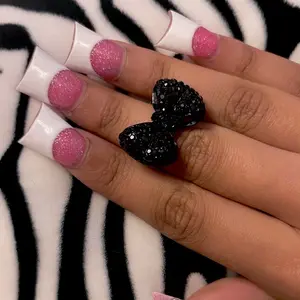 Y2K Black Rhinestone Bow Ring | Mcbling Trashyy2k Accessories | 2000s Jewelry | Vintage Jewelry girl jewelry valentines day non tarnish