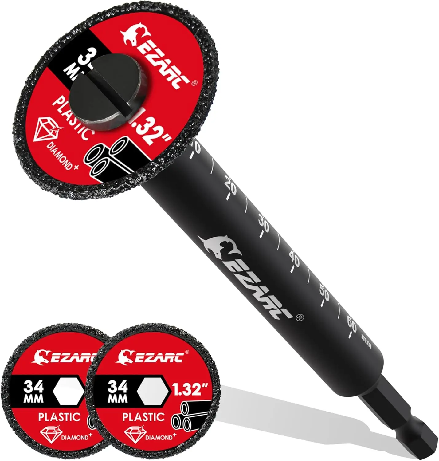 EZARC Tools 2-Piece EZARC Internal Pipe Cutting Blades Set with Diamond Grit Wheel for PVC PPR & CPVC Plastic Pipes 34mm Blade Size outdoorfun, Inside Pipe Cutter, Tubing Cutter