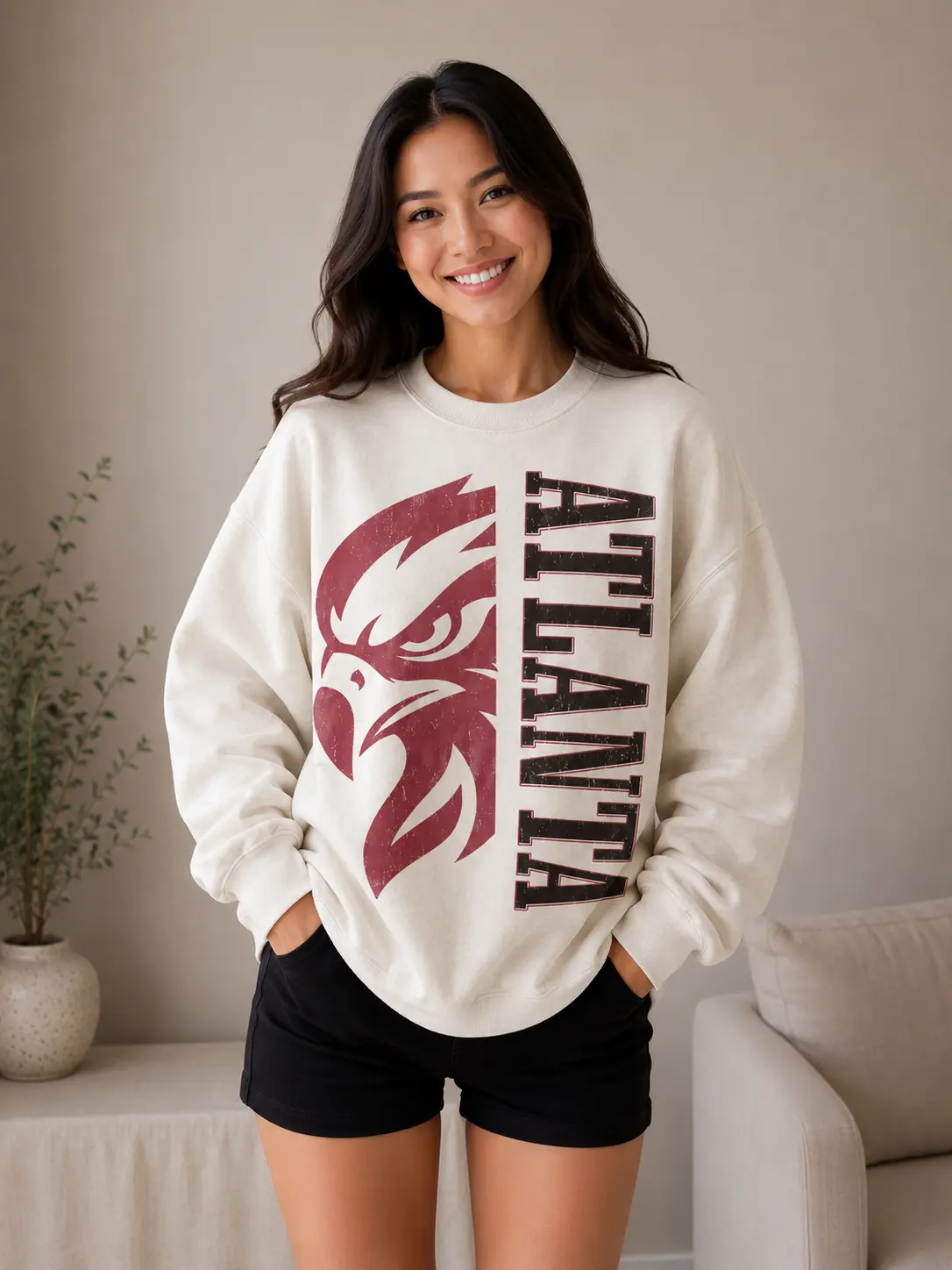 Atlanta Game Day Vintage Sweatshirt, 90s Retro Graphic Tee, Funny Mascot Oversized Shirt, Football Fan AFN011