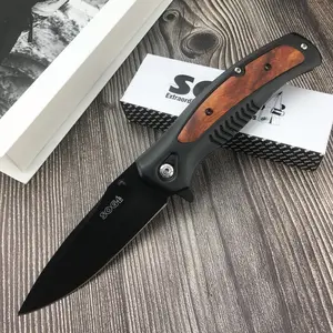 New Outdoor Survival Da315 Portable Knife Camping Knives, 7cr13mov Blade, 420 Steel Inlaid Sheesham Handle, Jungle Self-Defense Folding Pocket Knife, Survival Gear