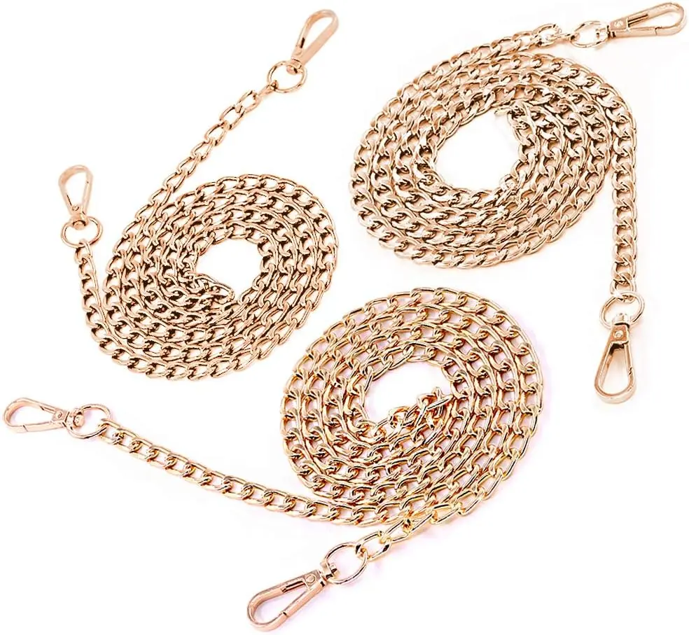 3 count  Luxury Fashion  Inche Replacement Flat Chain Strap with Buckles Set,  for DIY Metal  Cross  Bag Hand Bag Purse Replacement