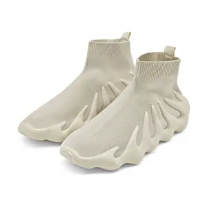 Men's Women's Fashionable Slip on Sock Sneakers, Middle Top Casual Comfortable Breathable Lightweight Sports Shoes, All-match Round Toe Sock Shoes for Daily Wear