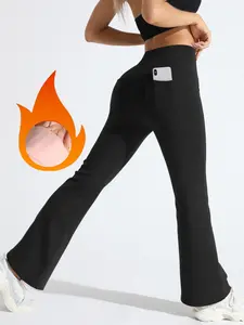High Waist Tight-Fitting Pants for Women, Cute Cat Design Suitable for Yoga & Sports, Comfortable Fit for Active Lifestyle, Solid Flare Leggings, High Waisted Leggings