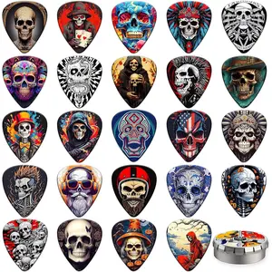 Guitar Pics,24 Pac Sull Guitar Pics Thin, Medium, Heavy Guitar Pics,Guitar Pic Variety Pac for Acoustic,Bass, Electric Guitars 0.46, 0.71, 0.96,1.2mm (Mix 6)