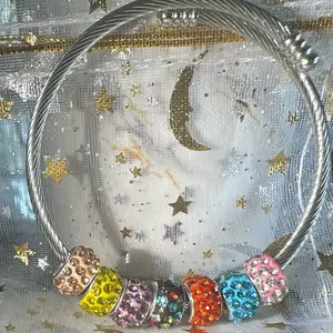 Adjustable, Snake Shaped Bracelet, Silver With Multicolored Large Water Hole Spacer Beads  Anniversary Birthday Daily Engagement Wedding Auspicious