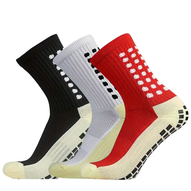 Grip Socks - 3/6/10 Pairs Soccer Accessories, Anti-Skid Athletic Stretch Casual Sports Socks with Grip Pads for Men Women, Anti-Skid Sports Socks
