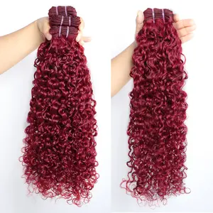 BELE Hair Burgundy 99J Burmese Pixie Curly Bundles With Spiral Curly End Human Hair 100% Unprocessed Virgin Hair Bundles Deals Human Hair Extensions 12A Raw Burmese Curly Human Hair Bundles for Black Women