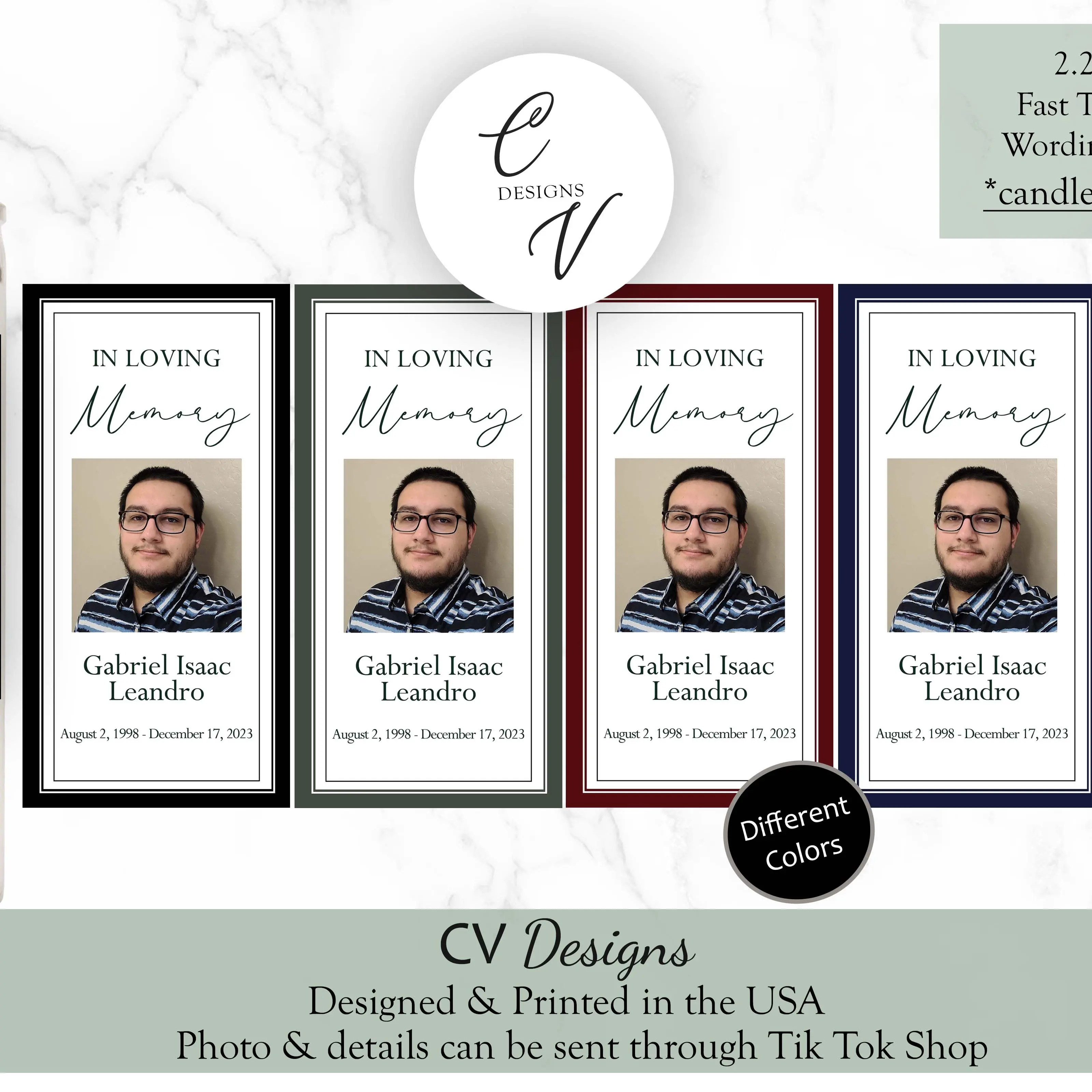 Funeral and Memorial Candle Labels, Custom