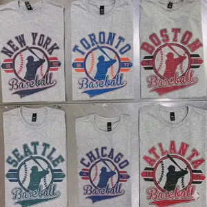 Vintage Baseball Tees Retro Established City Baseball  Ash Grey Sweatshirt Sports Unisex Crewneck Sweatshirt Sublimation Print Casual Graphic Top - PTS