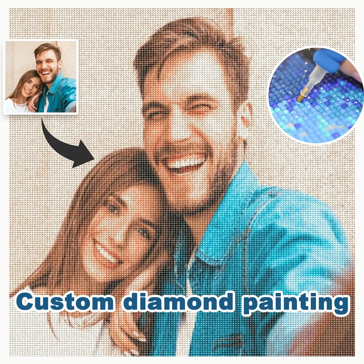 Custom Photo Diamond Painting Kit - Personalized DIY Art Gift for Family, Pets & Couples Custom Photo Diamond Painting Kit - Personalized DIY Art Gift for Family, Pets & Couples