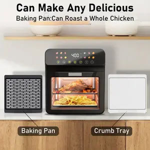 1350W luxury air fryer, oven combination, convection oven, integrated intelligent thermometer, digital touch screen with visible window, countertop 392 ° F, can be used for baking, reheating, broiler chicken, french fries, pies, cakes, etc, DIY