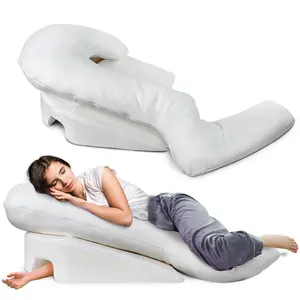 J-Shaped Side Pillows with Armholes, Memory Foam Pillows, Height-Adjustable, Large Size, Removable & Washable Pillowcases