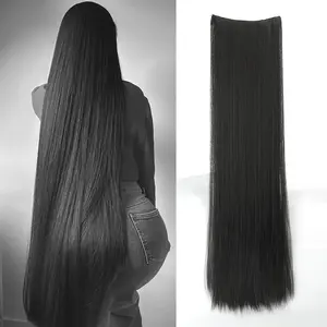 Black Extra Long Straight Hair Extensions, 20-40 Inch 5 Clips Synthetic Hair Extension Heat Resistant Fake Hairpiece For Women Music Festivals, Parties, Cosplay, Black Friday, Holidays And Daily Use Halloween Christmas