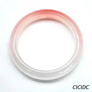 Natural Jade Cherry Blossom Pink Beauty Bangle Semi-Translucent Gradient Color Jade Bangle Women's Festival Gift