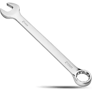 21mm Metric Combination Wrench - 15° Offset 12-Point Box End, High-Strength Alloy Steel, Heavy-Duty, Manufacturer Warranty, for Automotive & Construction Applications, 12-Point Box End Design