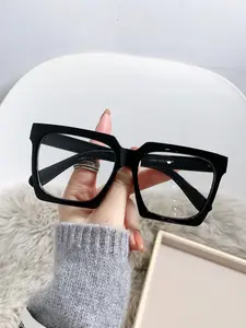 Large Square Frame Eyeglasses, Fashion Anti Blue Light Eyeglasses for Women & Men, Fashion Eyeglasses for Work, Daily Clothing Decor, Perfect for Student Daily Use, Square Eyed Glasses