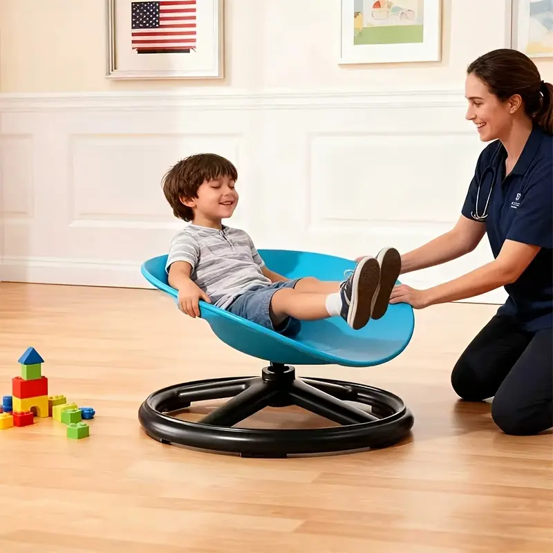 Kids Sensory Spinning Chair, Egg-Shaped Balance Chair with Anti-Slip Metal Base, Rotating Activity Seat for Focus Training, Balance Practice, Home, Classroom & Therapy Centers