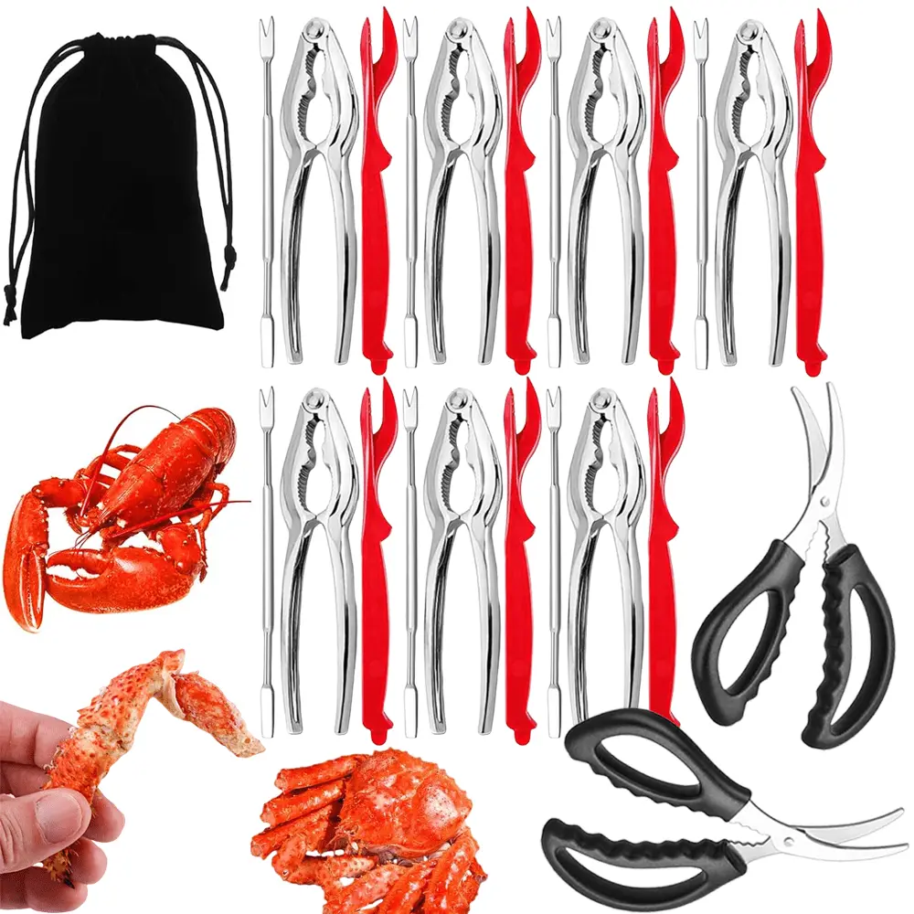 24Pack Crab Leg Crackers - Crab Crackers and Tools Set with Stainless Steel Seafood Utensils Crackers & Forks Cracker, Shellfish Crackers and Tools for Seafood Boil Party Supplies - Home Improvement.