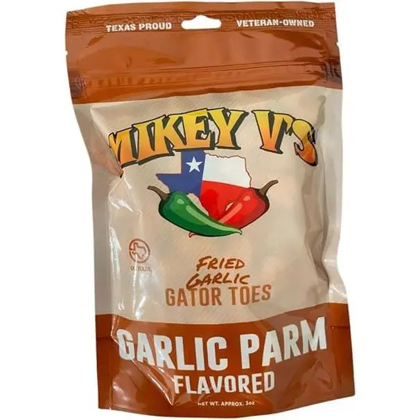 Mikey V’s Garlic Parmesan “Gator Toes” – Deep-Fried Garlic Snacks, Crunchy Cheesy Bites, 3 oz Bag