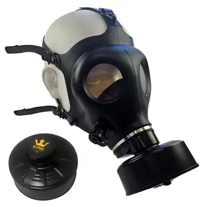 KYNG Rubber Respirator Mask w/ Charcoal 40mm Filter Canister For Industrial, Chemical Handling, Halloween, Painting, Welding, Prepping, Emergency Preparedness
