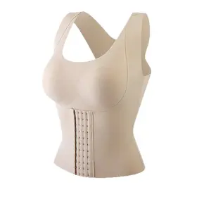 Supportive Corrective Back Smoothing Sports Bra, Long Torso Waist Shaping, 4-in-1 Wireless Comfort for Women