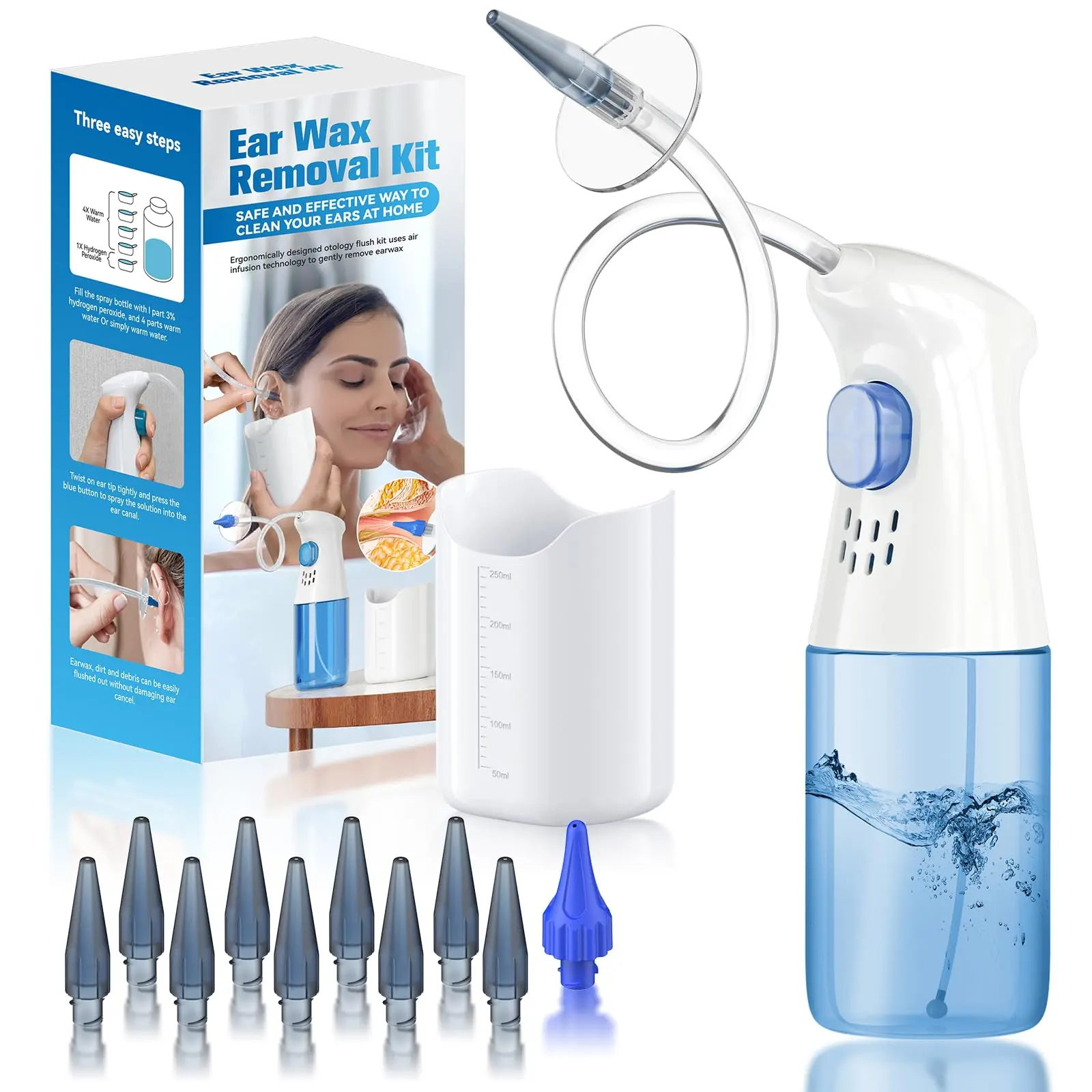 [SummerVibes]Ear Wax Removal, Ear Cleaner, Ear Wax Removal Kit, FSA Eligible Items Only List, Manual Ear Irrigation Flushing System, Safe and Effective to Clean Ear Built Up Wax