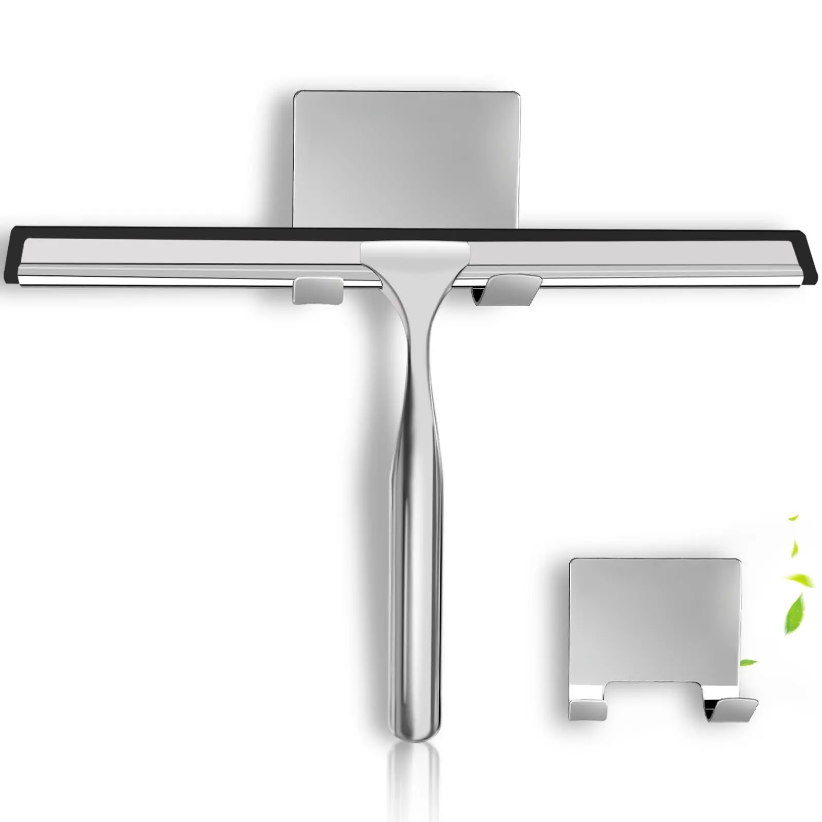 1pc All-Purpose Stainless Steel Shower Squeegee for Shower Glass Door with Adhesive Hooks, Bathroom Cleaner Tool Versatile Cleaning Tool Household Window Mirror Squeegee , Cleaning Tile Wall, Car, 10 Inch Cleaning Supplies