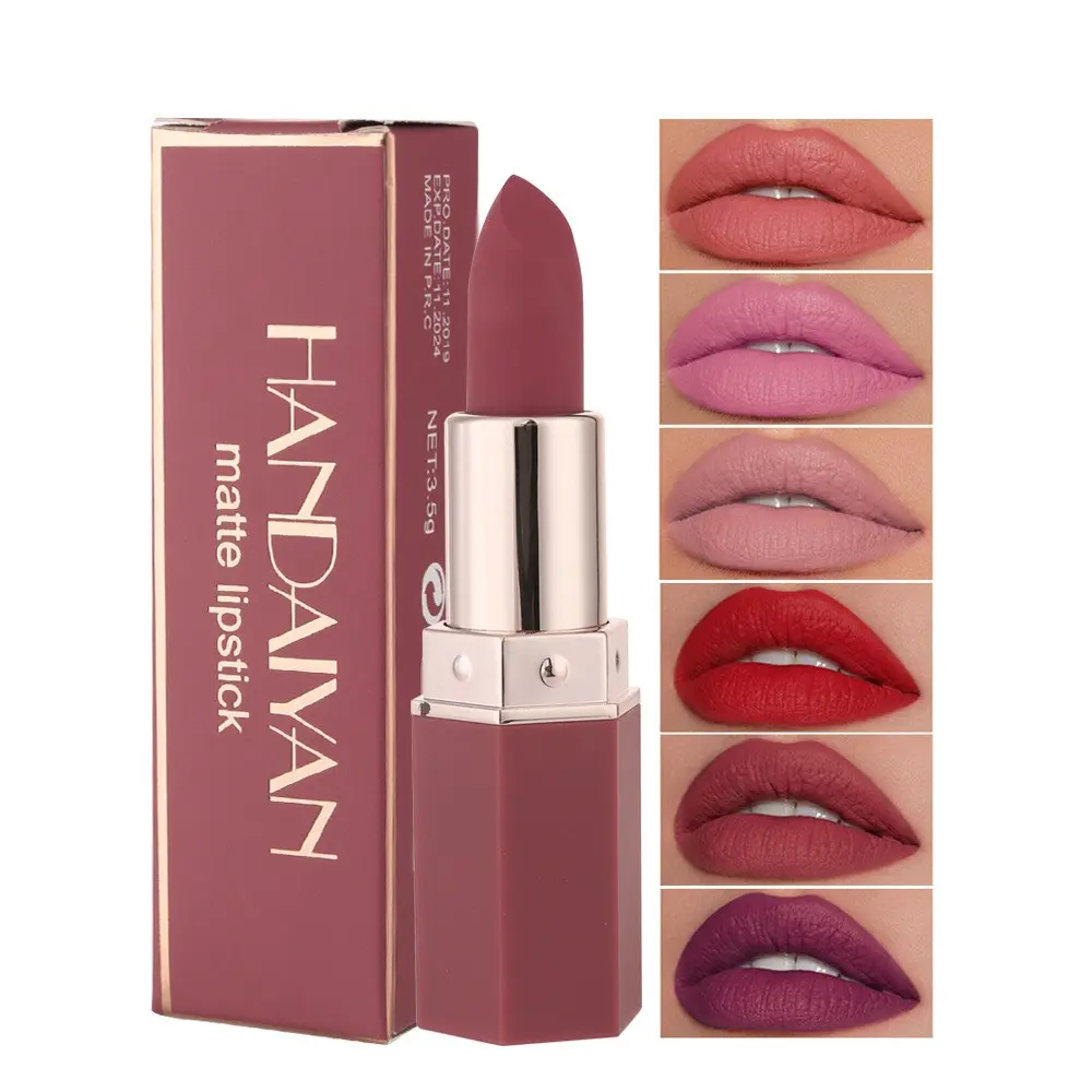 6 Color Acrylic Case Soft Long Lasting Matte Lipstick, Smooth Texture, Diverse Colors, Suitable for All Makeup Looks, Strong Coverage, Lip Flawless, 3.5g, Cosmetic Lipstick Beauty