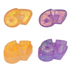 2PCS Number 6&7 Pearlescent Glitter Slow Rebound Squishy, Random Color, Stress Relief Fidget Toy for Kids & Adults