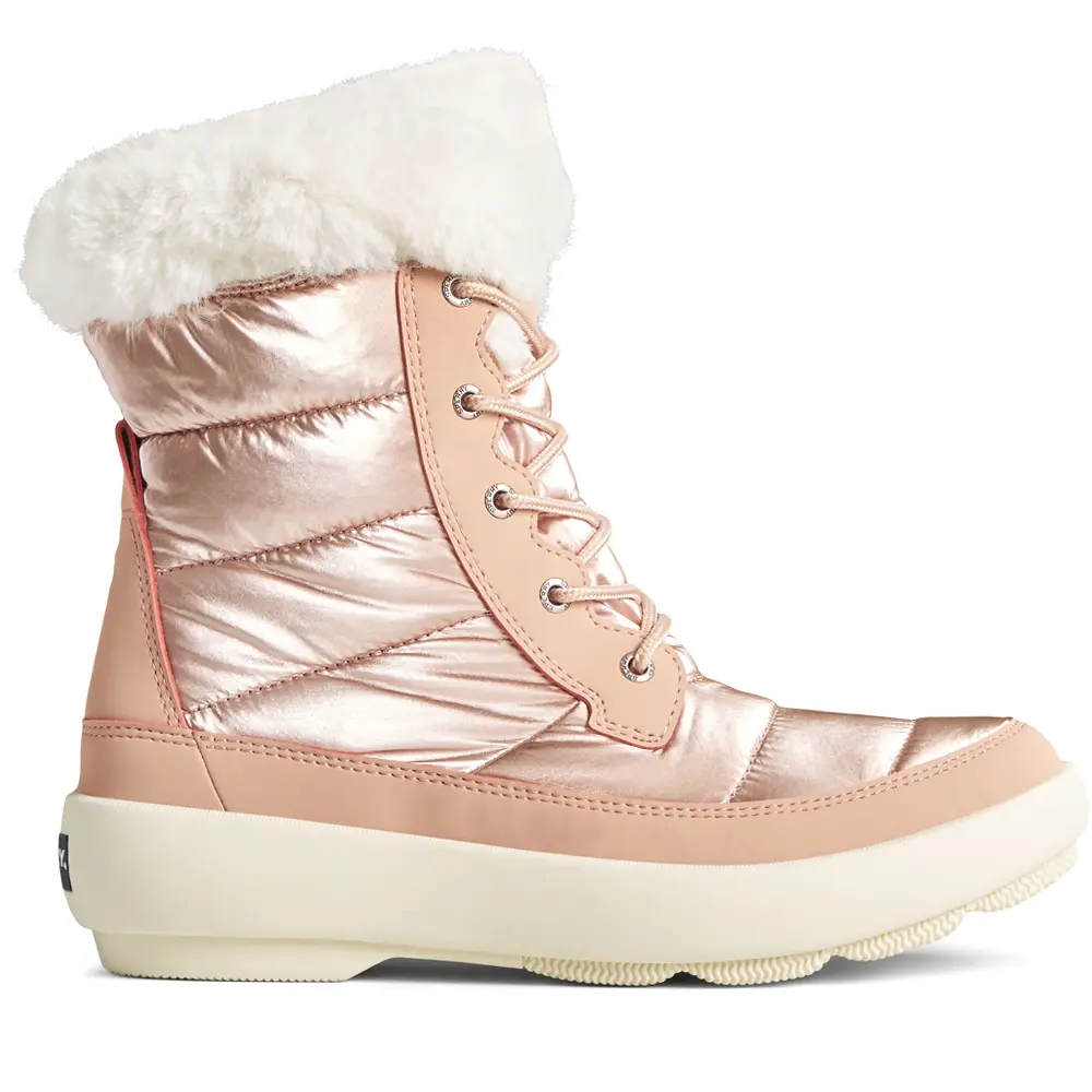 Sperry Womens Bearing Plushwave Metallic Snow Casual Boots Ankle - Pink