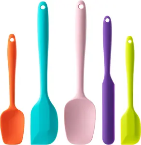 Silicone Spatula Set, 5 Piece Food Grade Rubber Spatulas for Baking, Cooking, and Mixing High Heat Resistant Non Stick Dishwasher Safe Bpa-Free (Multicolor) Hoewina