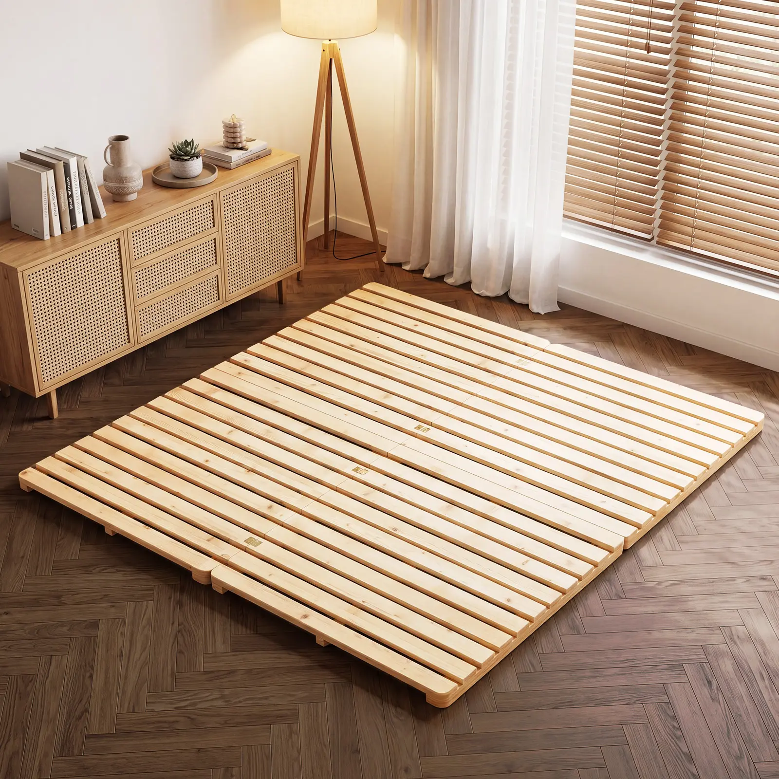 Lilypelle Foldable Solid Pine Wood Tatami Bed Frame, Japanese Tatami Bed Frame Slatted Bed, Beds Plate for Japanese Floor Futon Mattress, Guest Tatami Mat Floor Sleep Bedding deskmakeover