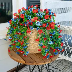 2pcs Artificial Violet Flowers, Artificial Flower Set, Wall-Hanging Eucalyptus Green Plants With Vine, Home Decoration, Suitable For Outdoor Decoration In All Seasons, Ideal For Gardens, Porches, Windowsills