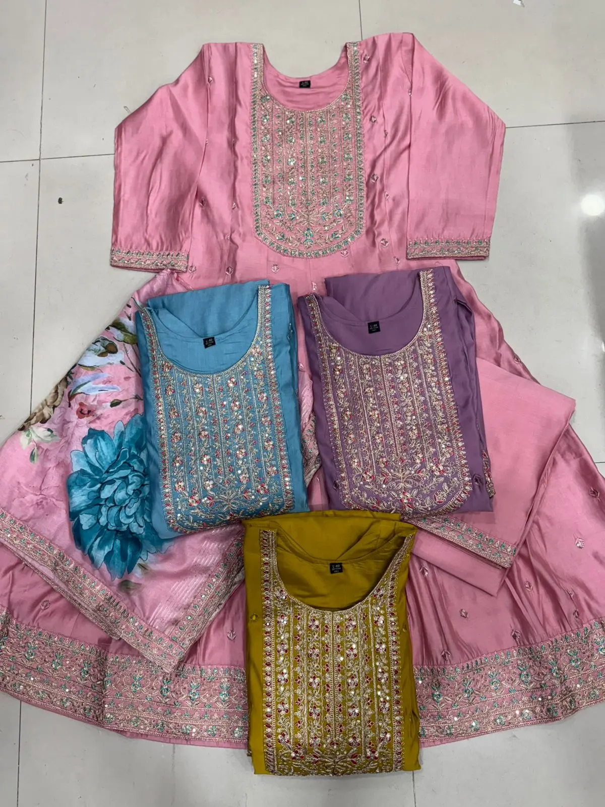 Umbrella Kurtha salwar Set with Floral Dupatta