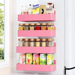 4 Pack Magnetic Water Bottle Holder for RefrigeratorFridge Organizer for Stanley Cups & Tumblers, Kitchen Cup Storage Rack, Space Saving Drinkware Organizer, White